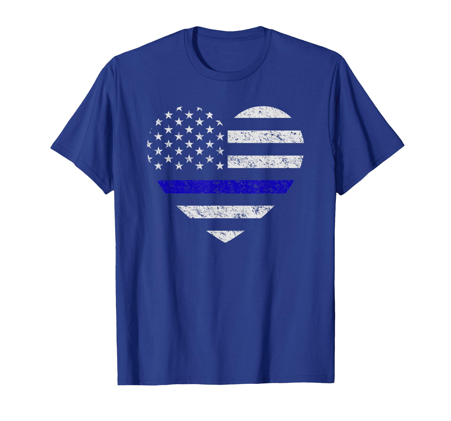Thin Blue Line American Flag Heart Police Officer Support T-Shirt