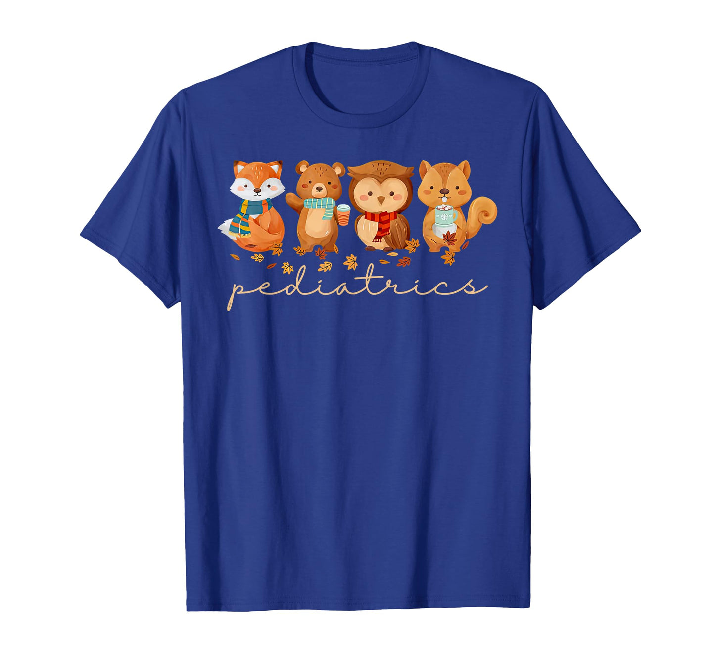 Cute Animals Pediatric Nurse Leaves Fall Thanksgiving PEDS T-Shirt