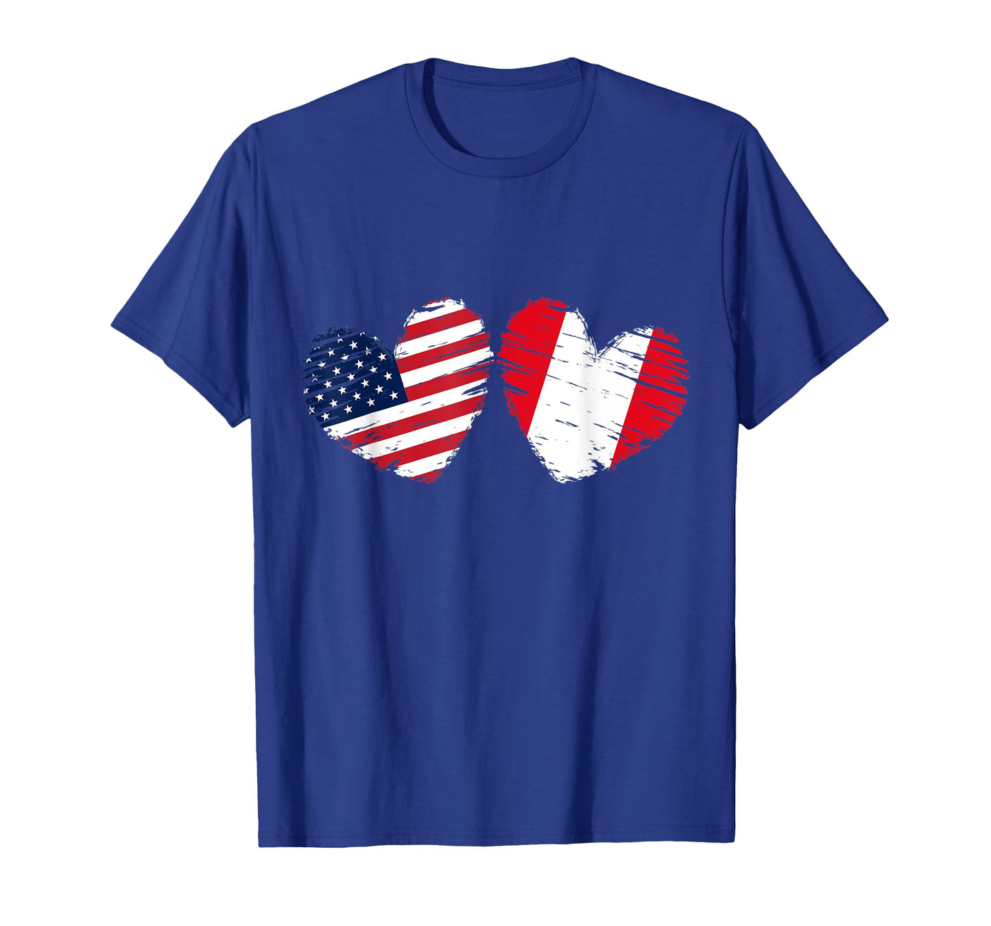 USA Peru Flag Heart Valentines Day Peruvian American T-Shirt