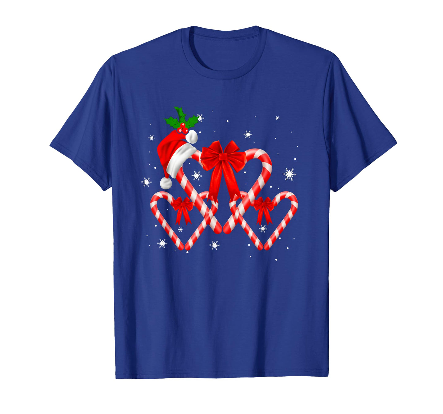 Red and White Candy Cane Santa Christmas Funny Xmas Lights T-Shirt