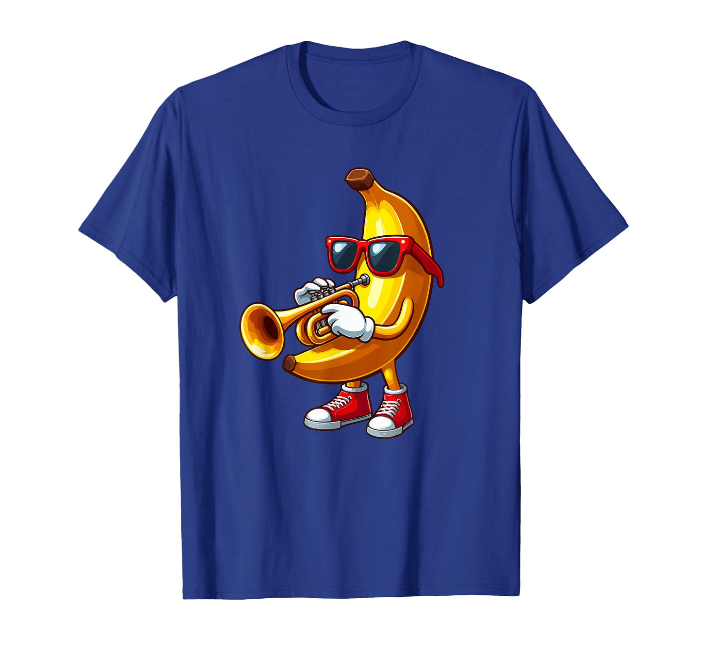 Banana Sunglasses Playing Trumpet Funny Fruit Instrument T-Shirt