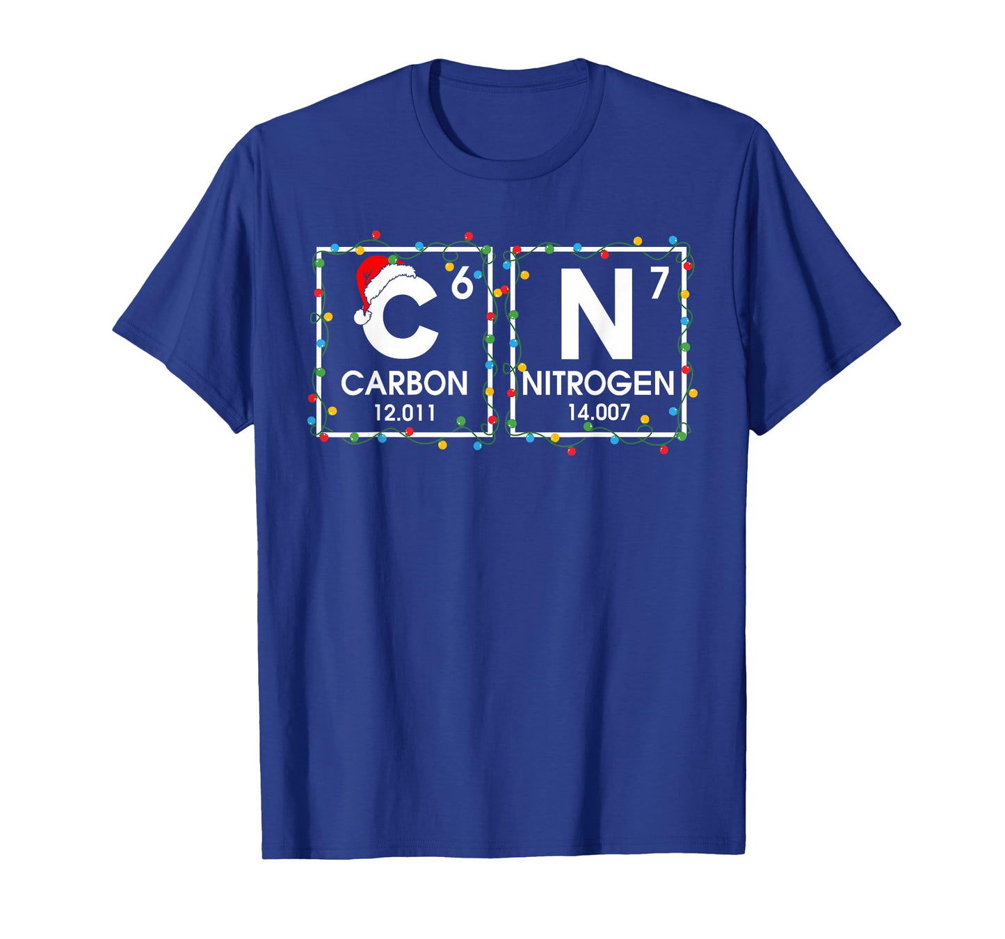 Six Seven Christmas Carbon Nitrogen 67 Funny Science Teacher T-Shirt