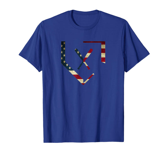 Home Plate Baseball Bats American Flag T-Shirt Baseballin T-Shirt