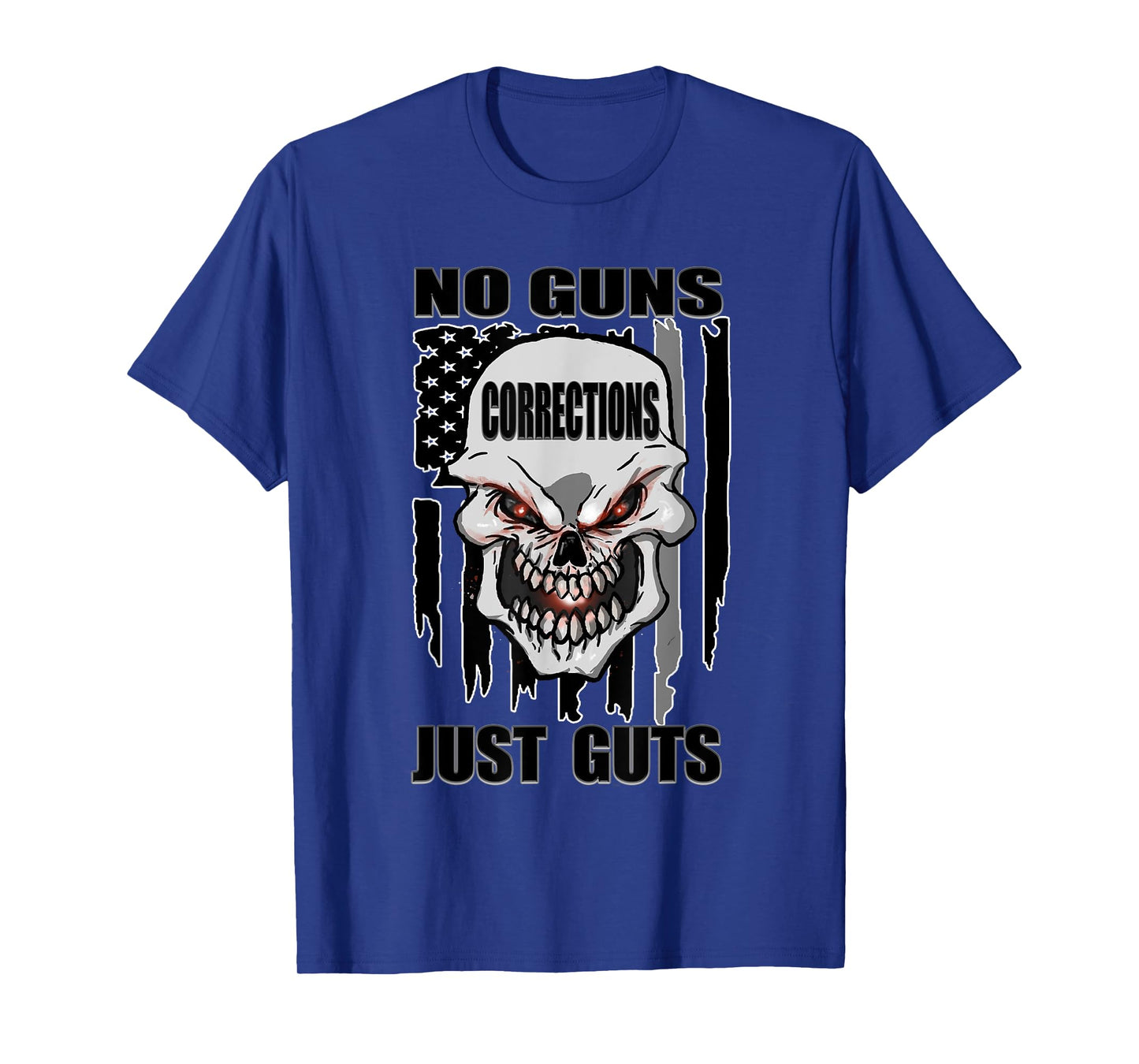 Corrections Officer No Guns Just Guts US Flag Silver Line T-Shirt