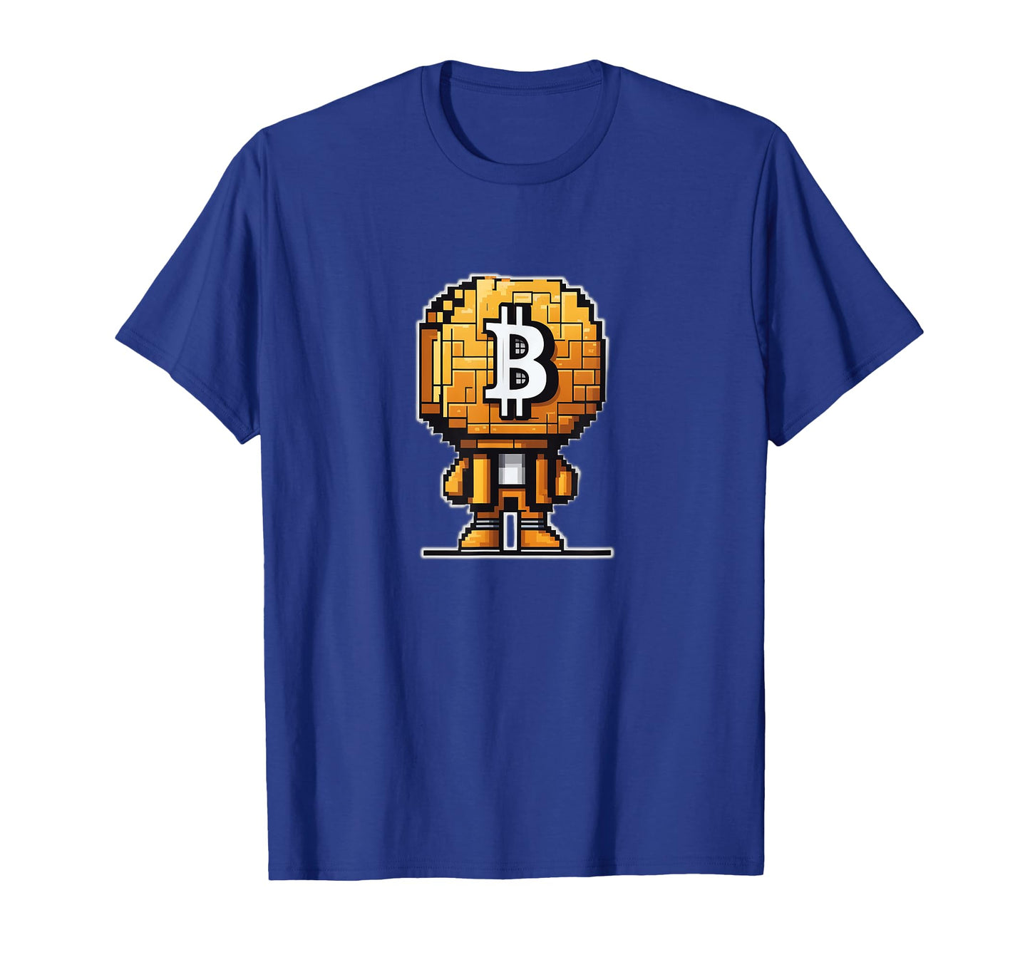 Pixelated bitcoin-head character cryptocurrency bitcoiner T-Shirt