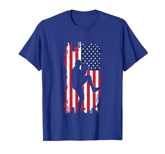 American Flag Pitcher Baseball Apparel - Baseball T-Shirt