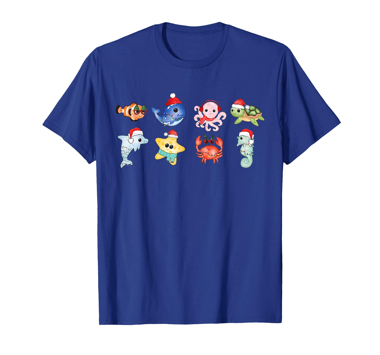 Cute Sea Animal Christmas Santa Hat Sea Turtle Ocean Animal T-Shirt