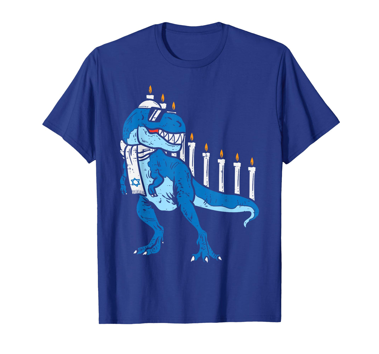 BoredKoalas Hanukkah Shirts Jew Chanukah Gifts Trex Dinosaur Menorah T-Shirt Unisex Kids Boys Black Short Sleeve Classic Fit Cotton Polyester