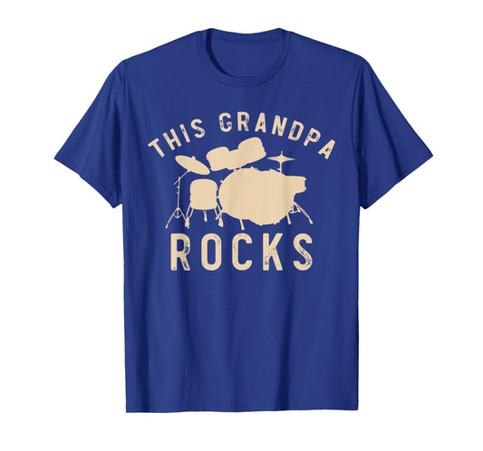 Mens This Grandpa Rocks Drummer Papa Percussion Funny Drums T-Shirt