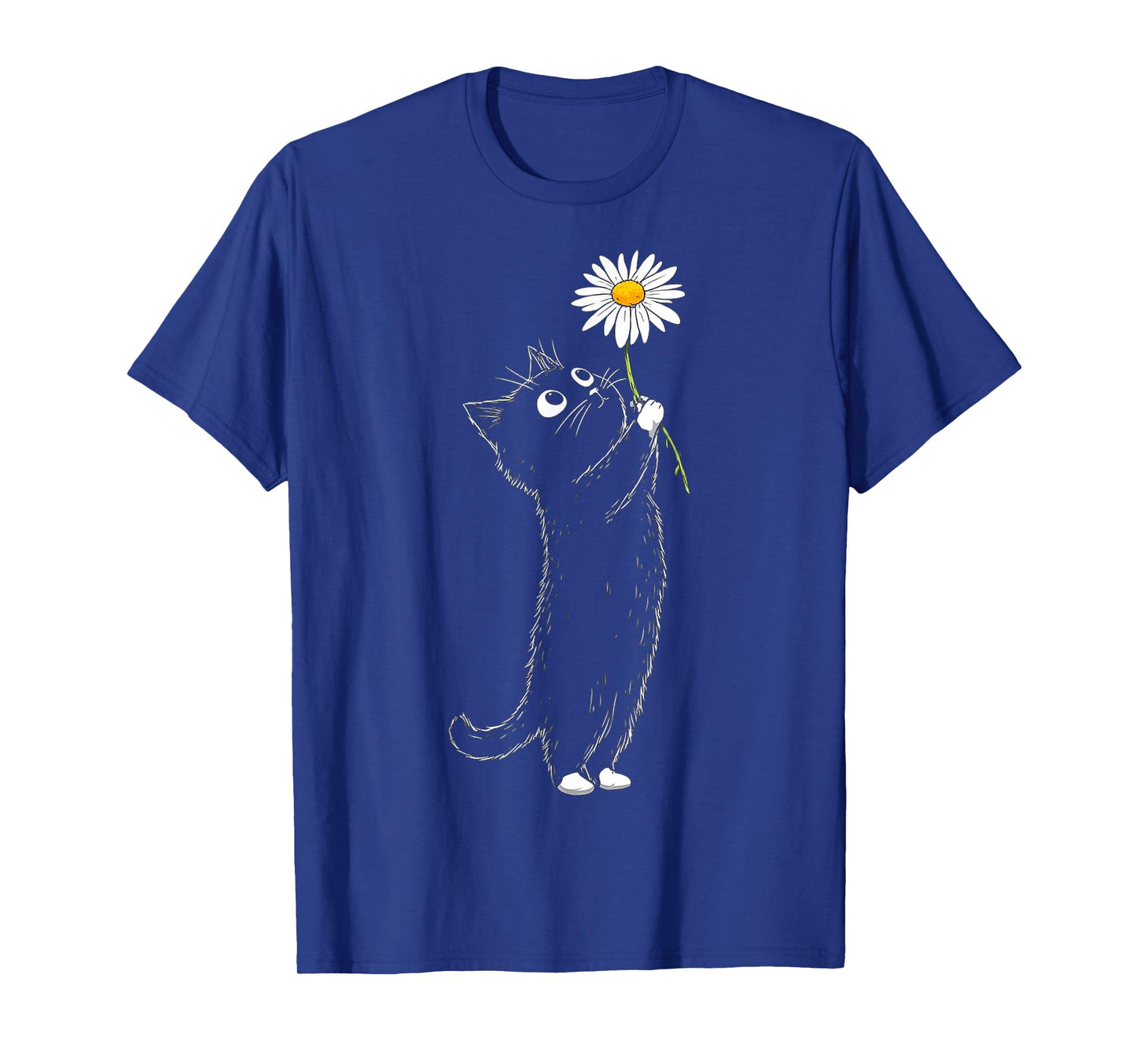 Cat Holding Flower Drawing Cute Artwork Animal Graphic Cat T-Shirt