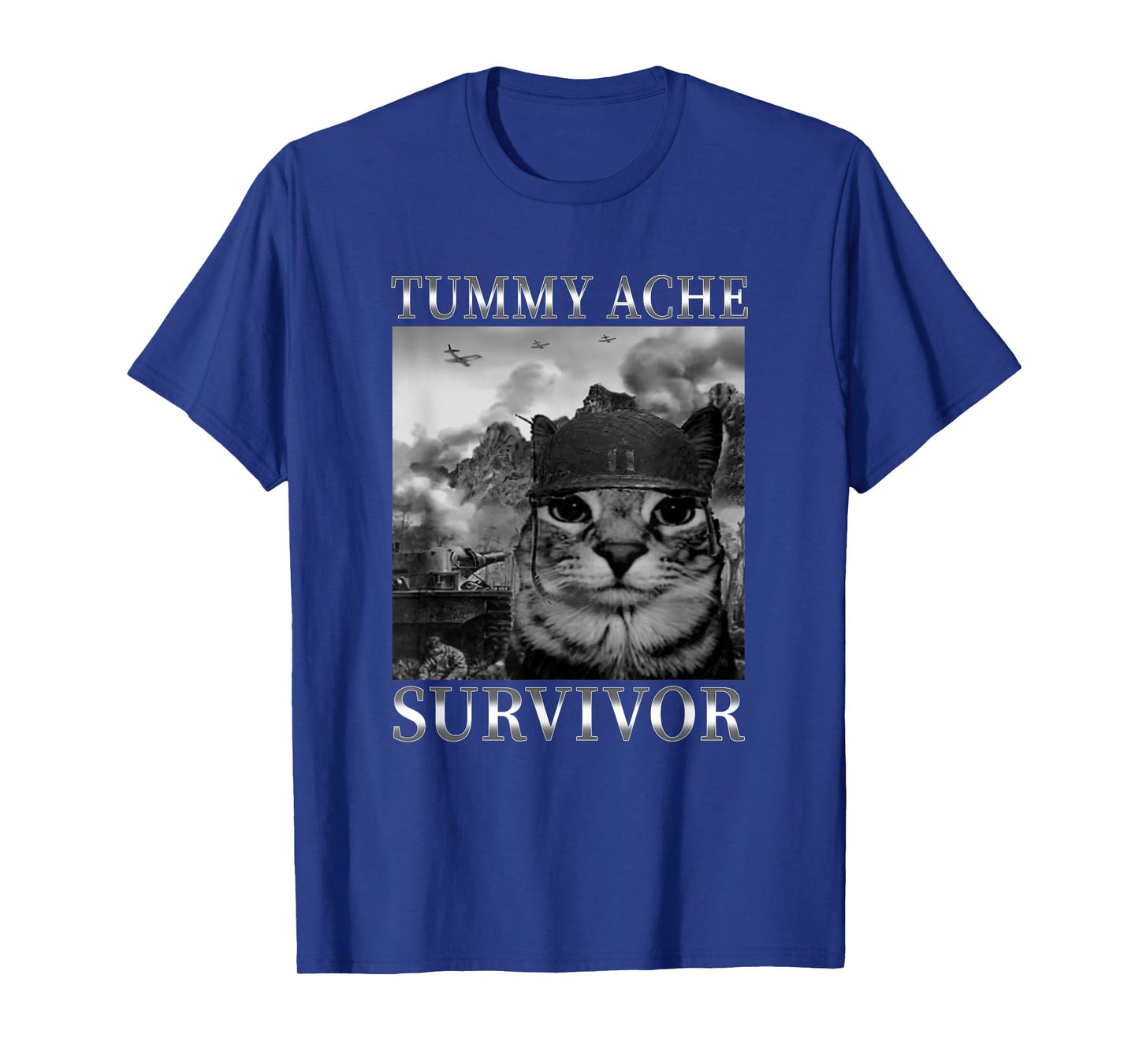 Tummy Ache Survivor Sarcasm Humor Cats Saying Funny Cat Meme Men Women T-Shirt
