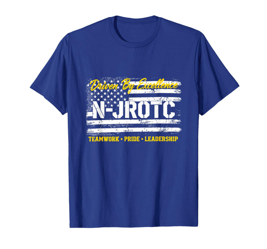 NJROTC Teamwork-Pride-Leadership USA Flag JROTC Naval T-Shirt