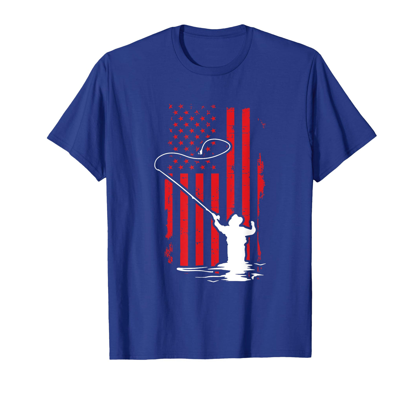 Retro American Flag Fly Fishing Gift Trout Fishing Gift Men T-Shirt