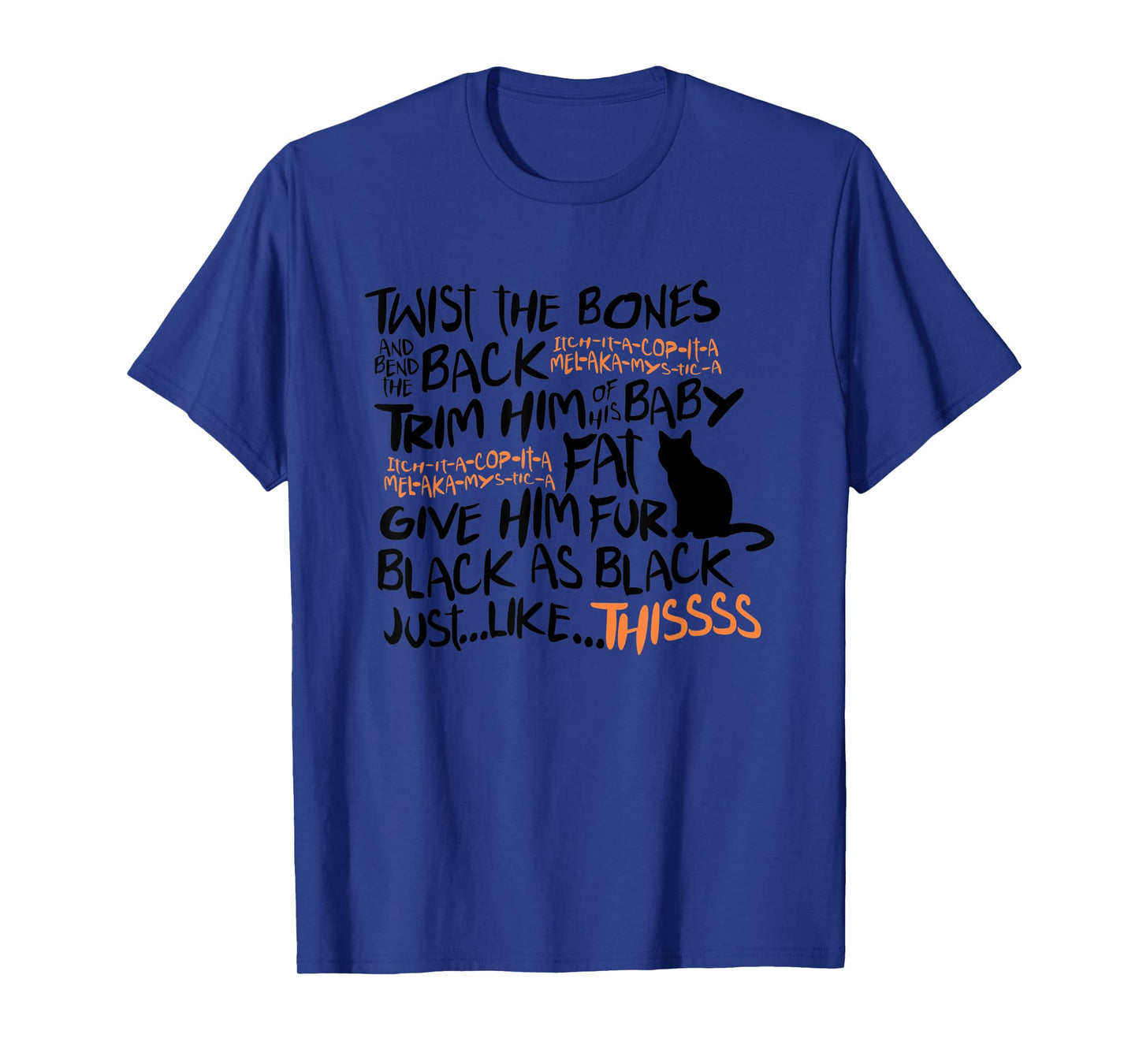 Twist The Bones Black Cat Halloween Costume Gift T-Shirt for Men Women Kids