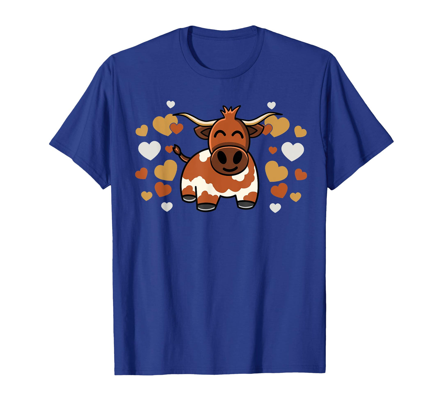 Cute Longhorn Cow With Hearts for Longhorn Cow Lovers T-Shirt