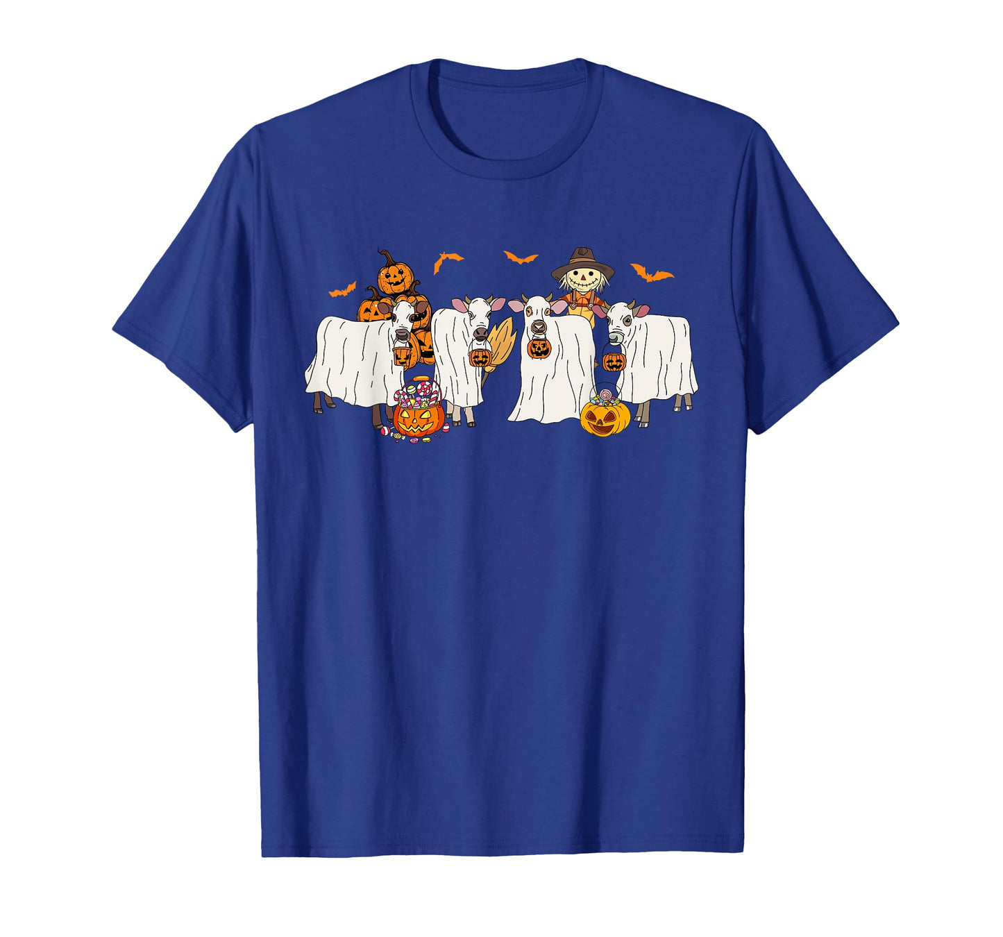 Cow Dressed As Ghost Farm Animal Halloween Costume T-Shirt