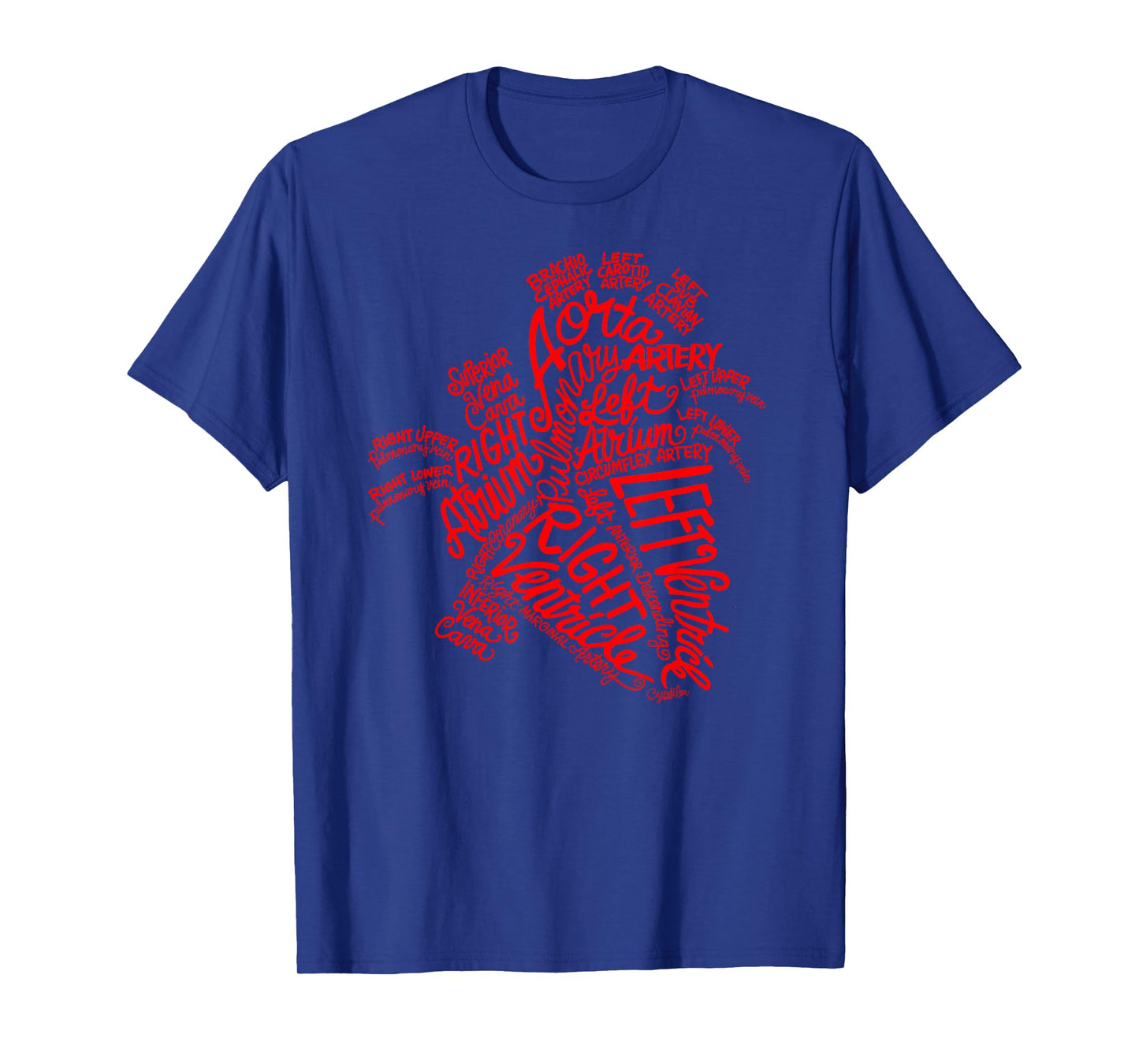 Anatomical Heart Word Art in Red T-shirt for Men Women Kids T-Shirt
