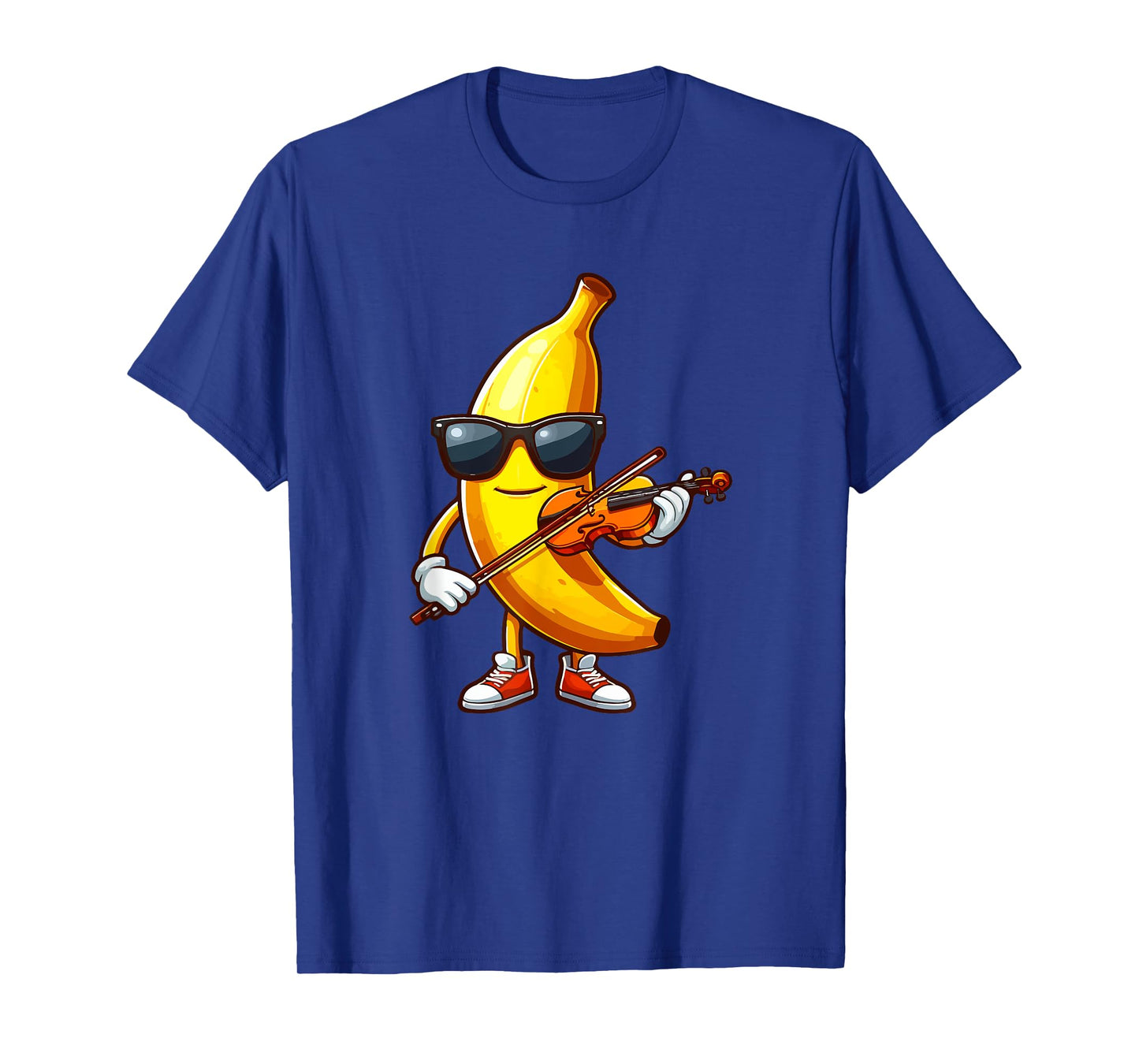 Banana Sunglasses Playing Violin Funny Fruit Instrument T-Shirt