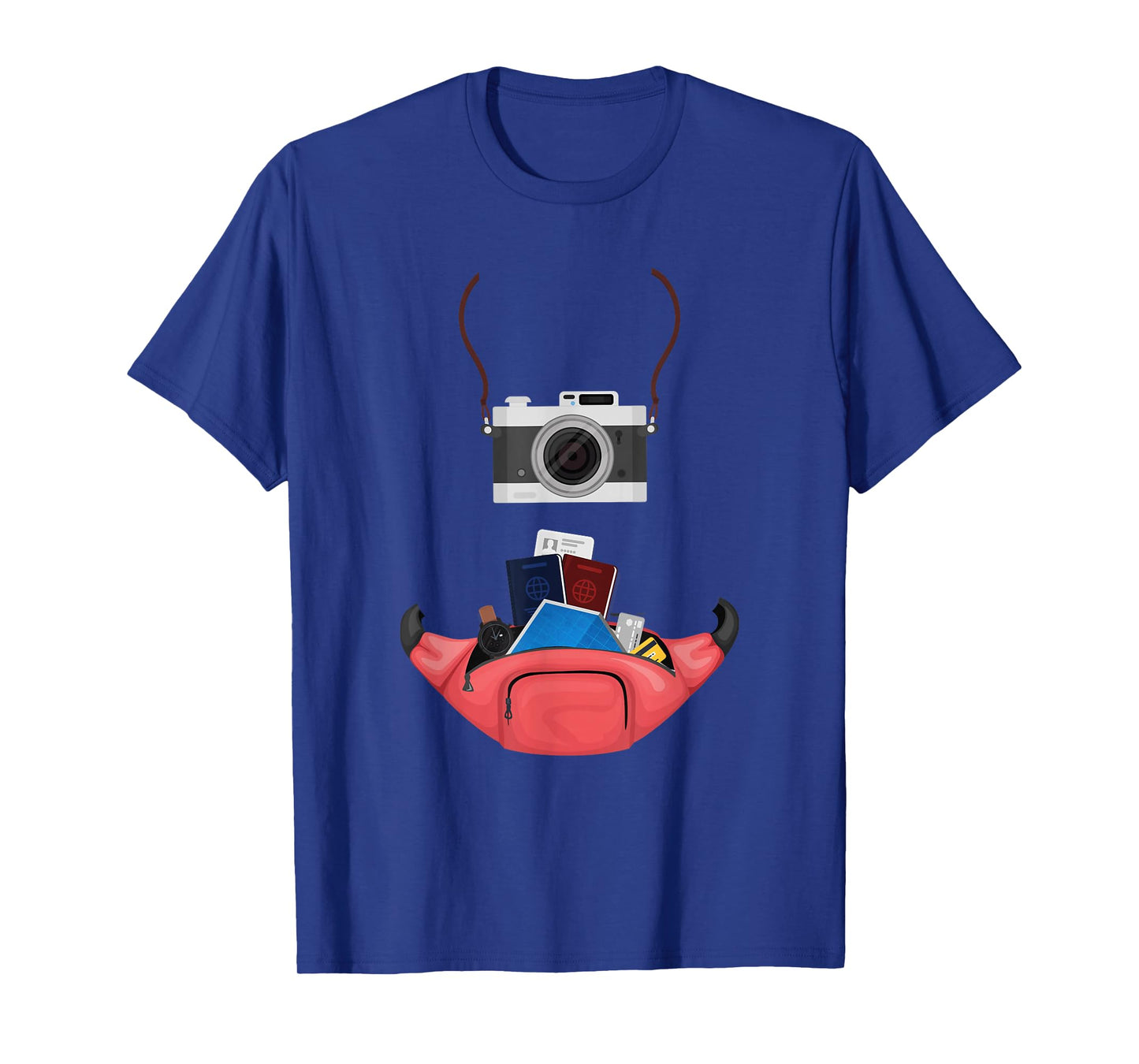 Tourist Spirit Day Camera Passport Map and Camera Tourism T-Shirt