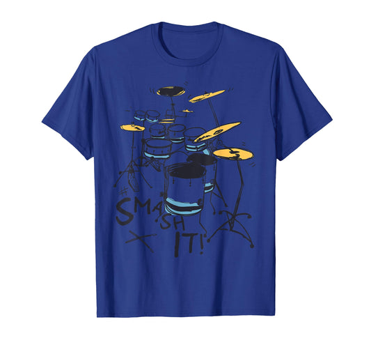Drummer Smash it Rock Star Music Birthday Gift Men Boys Girl T-Shirt