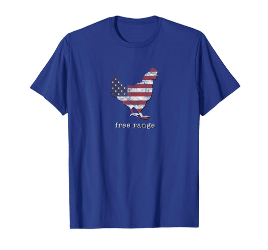 'Free Range' Chicken with American Flag T-Shirt T-Shirt
