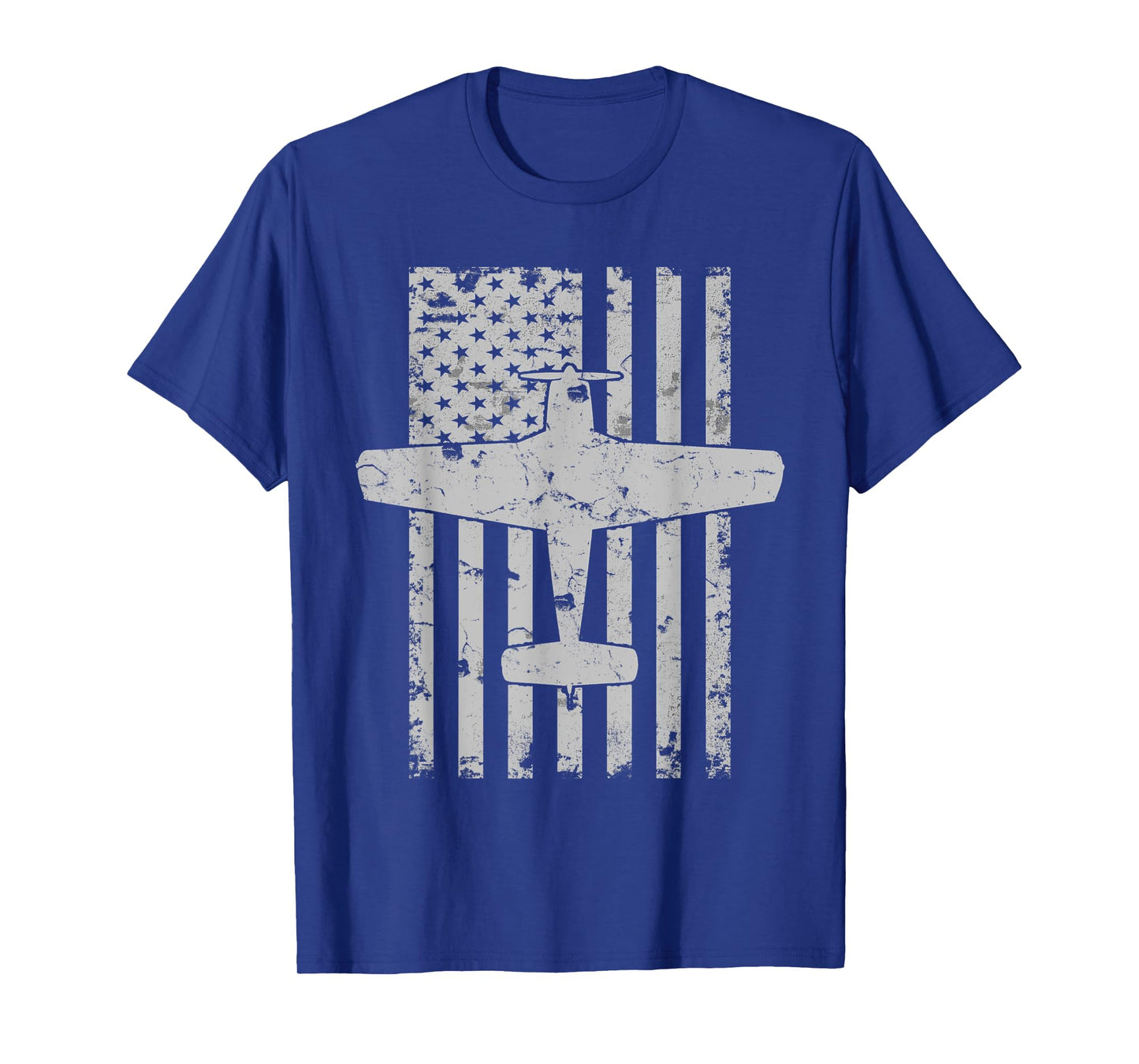 Bonanza Airplane Patriotic Distressed Flag Pilot Women Kids Men T-Shirt