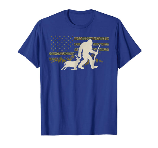 Bigfoot Deer Hunting Camo USA Flag Deer Hunting Buck Season T-Shirt