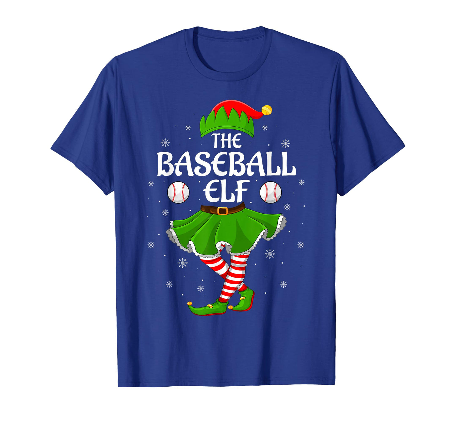 Baseball Elf Christmas Family Girls Women Elf Squad Xmas T-Shirt