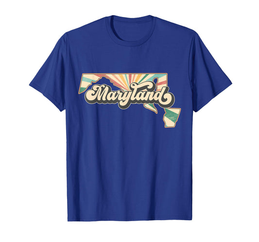 Maryland State Map - Retro Map Flag Souvenir Men Women Kids T-Shirt