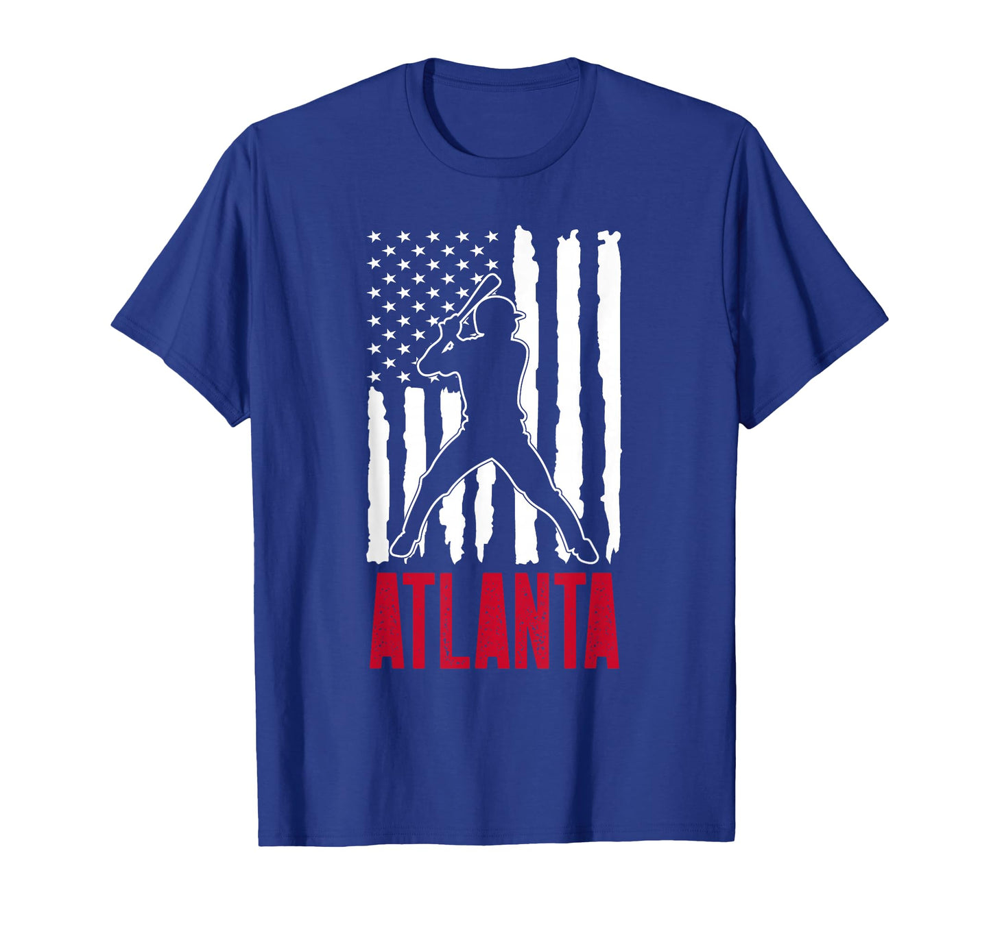 Vintage Atlanta American Flag Distressed Baseball T-Shirt