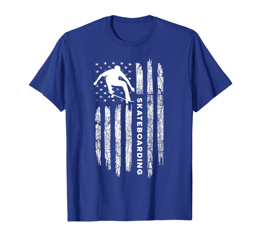 American Flag Skateboard - Vintage Skateboarding Women Kids Men T-Shirt