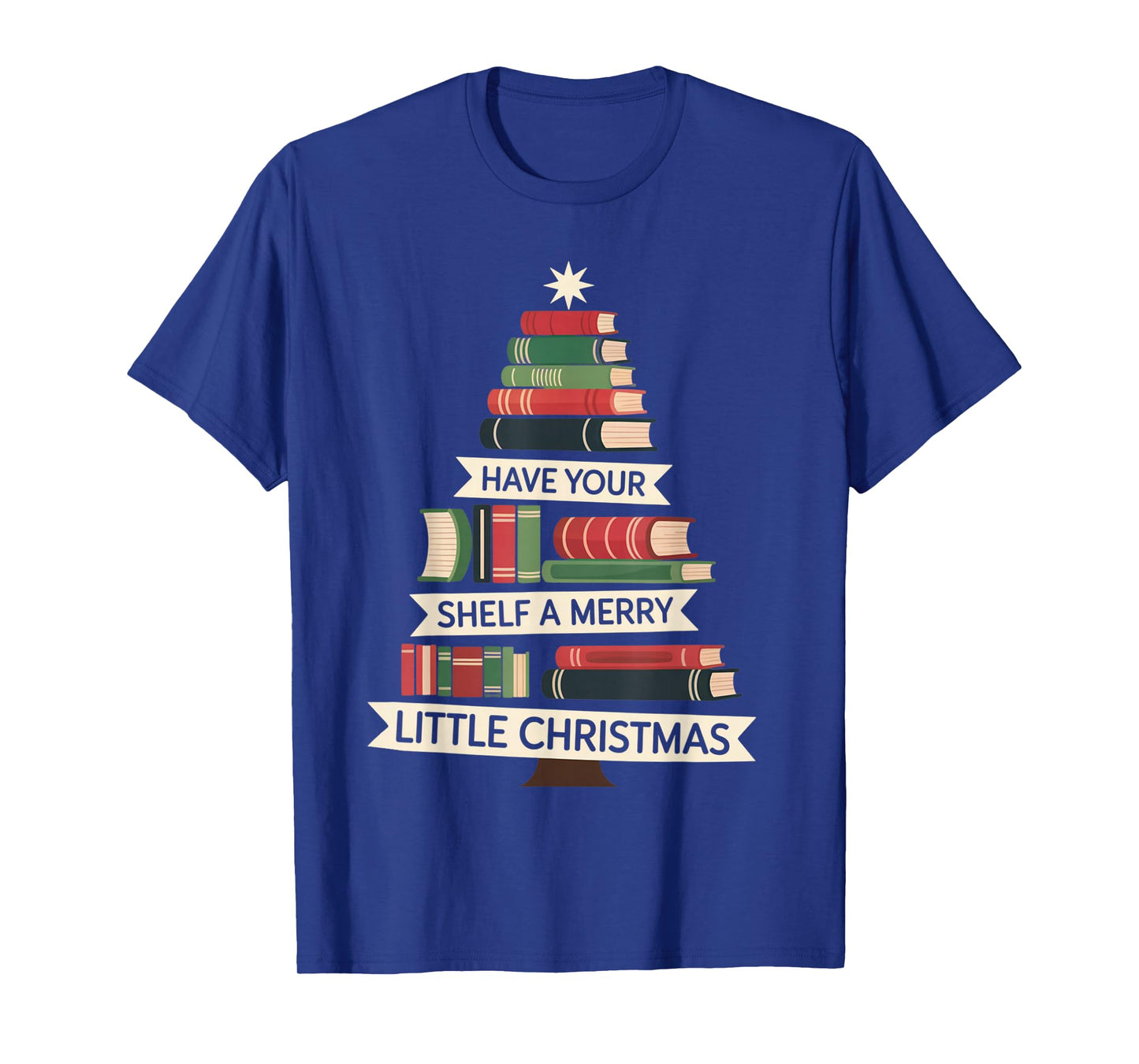 Funny Book Merry Little Christmas Tree Holiday Design T-Shirt
