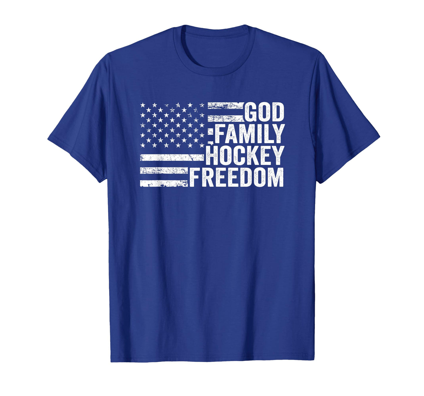 God Family Hockey Freedom - Player Coach American USA Flag T-Shirt