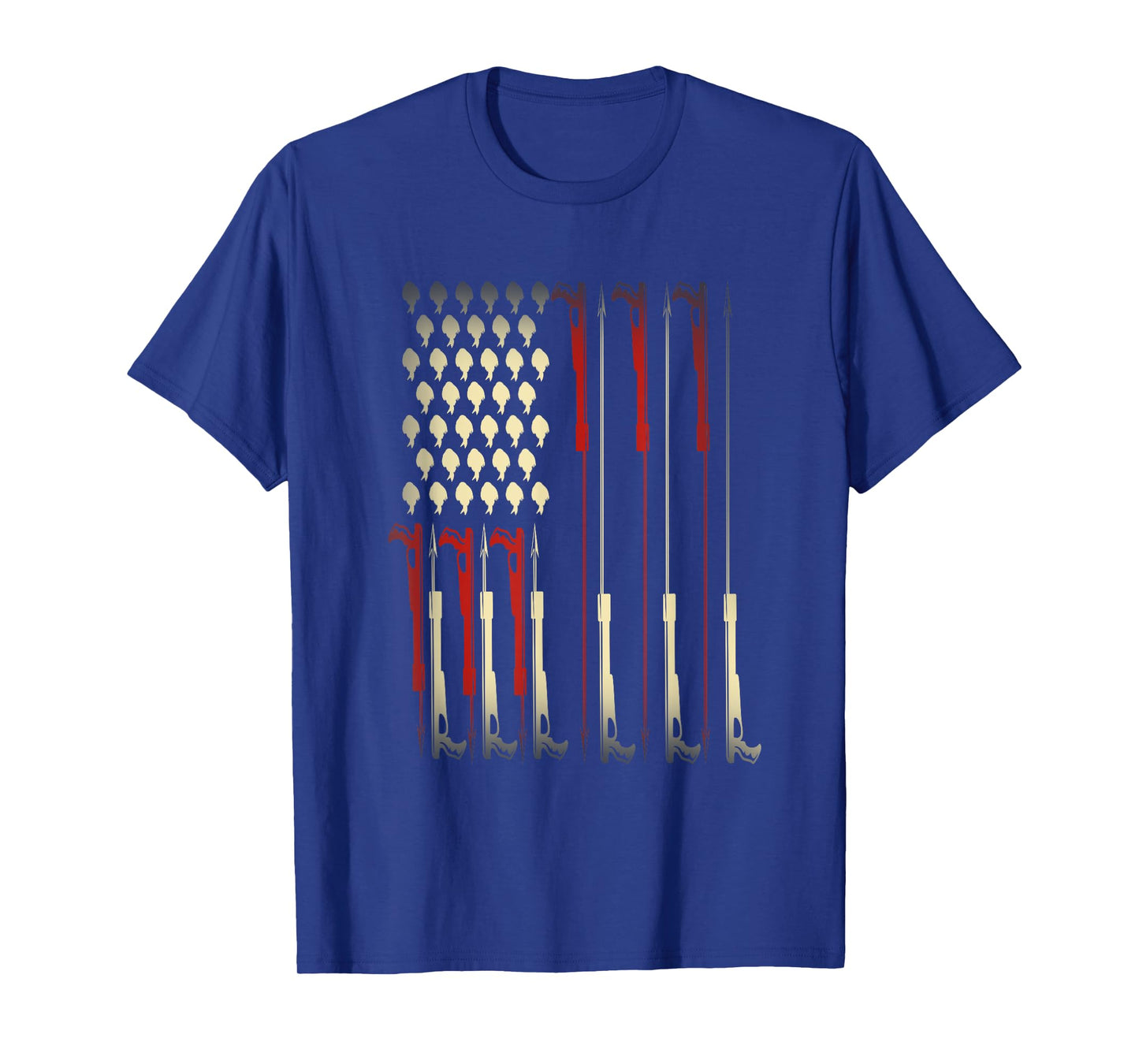 Patriotic Fishermen Gift USA Flag Water Diving Spearfishing T-Shirt