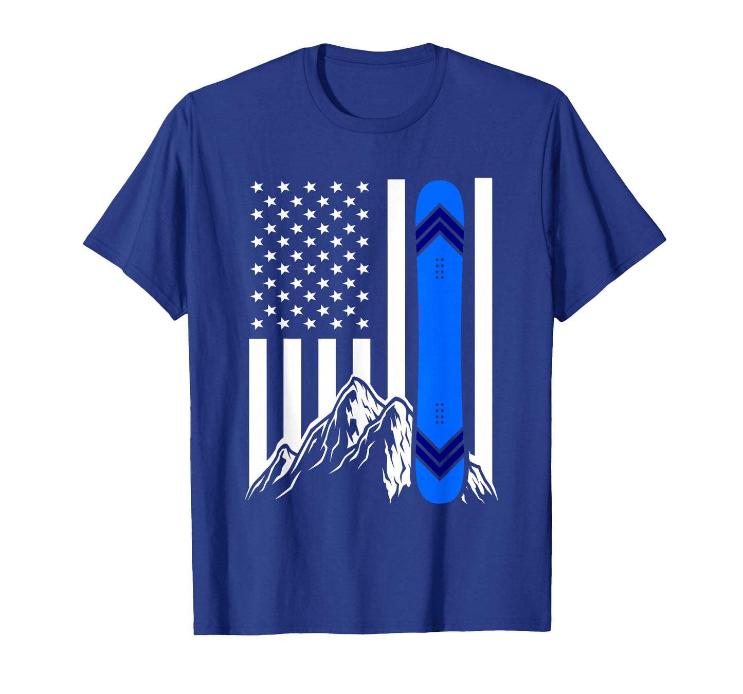 American Flag Snowboarding Gifts Mountain Snowboarder T-Shirt