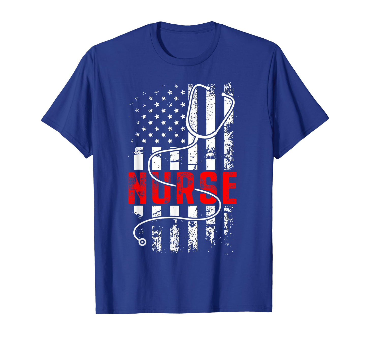 Patriotic Nurse USA Flag Stethoscope Funny Nurse Careers T-Shirt