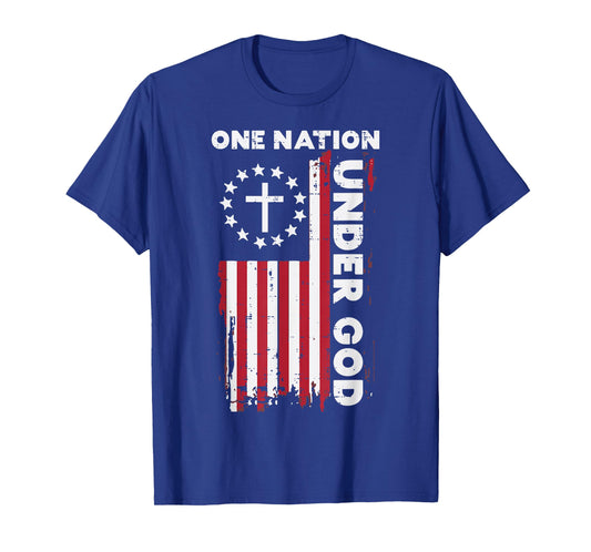 American Flag One Nation Under God 4th of July Christian T-Shirt