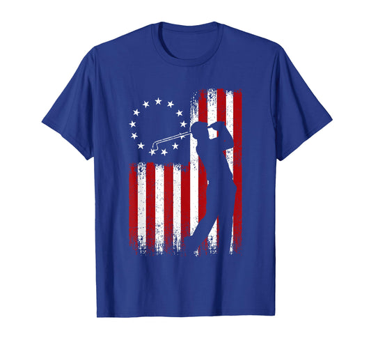 American Flag Golf Clothing - Golfer Vintage Golf T-Shirt