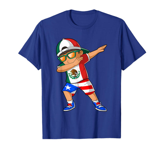 Half Mexican Half Puerto Rican Boy Mexico Puerto Rico Flag T-Shirt