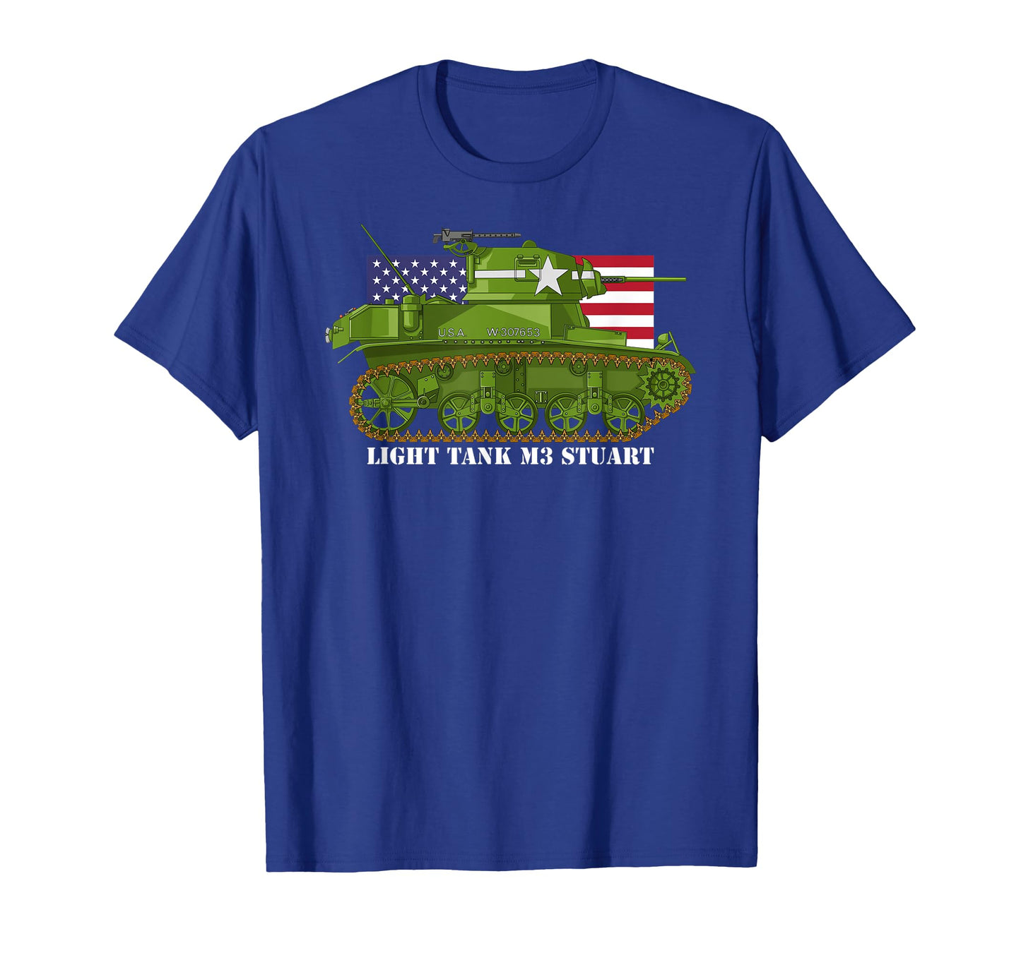 Light Tank M3 Stuart WW2 American Tanks USA Flag Women Kids Men T-Shirt