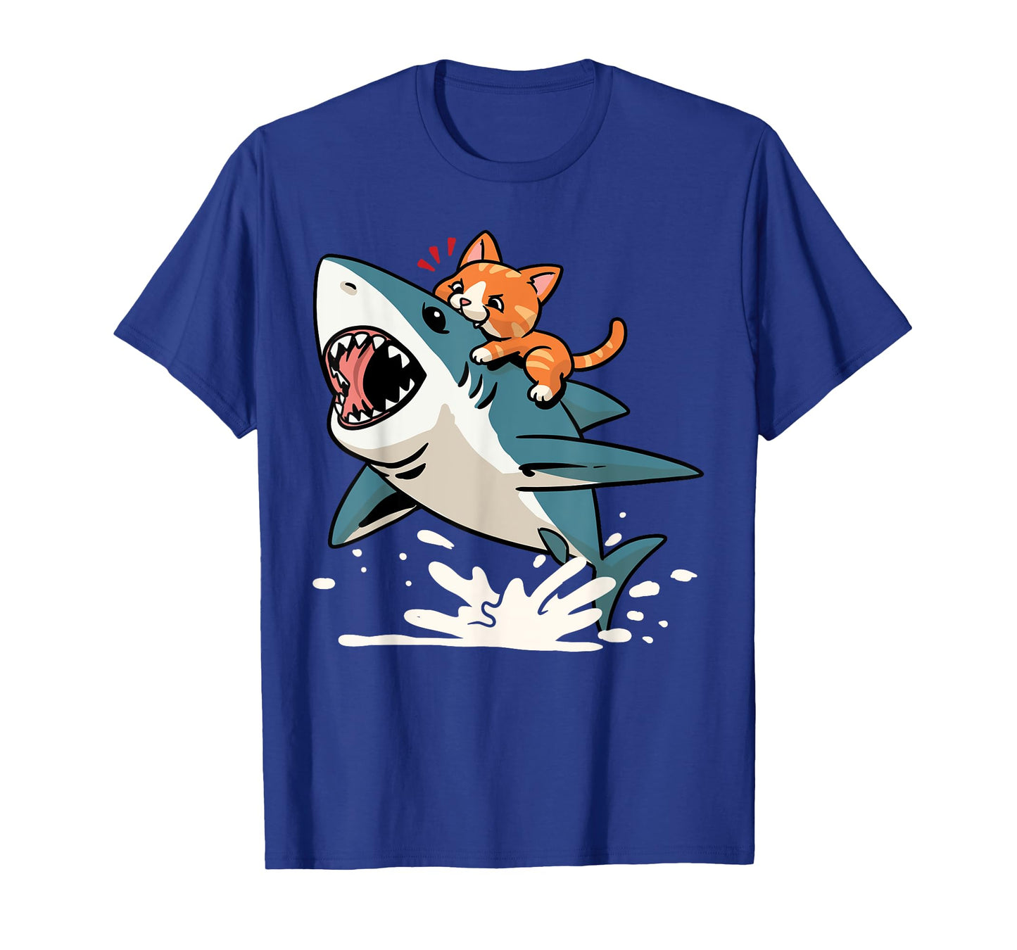 Cat Biting Shark Kitten Bit Funny Orange Cat Shark Men Women Girls Kids T-Shirt