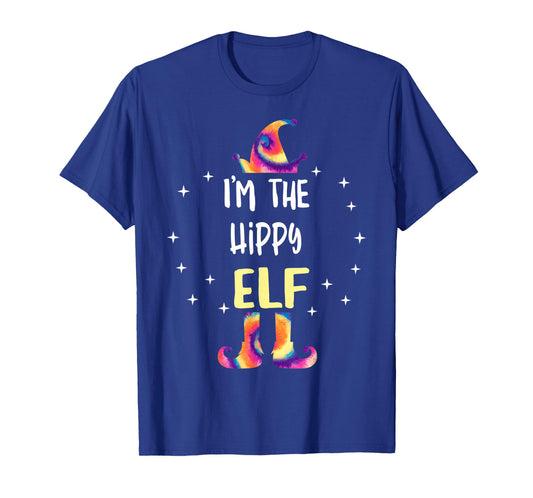 I'm The Hippy Elf Tie Dye Christmas Matching Family T-Shirt