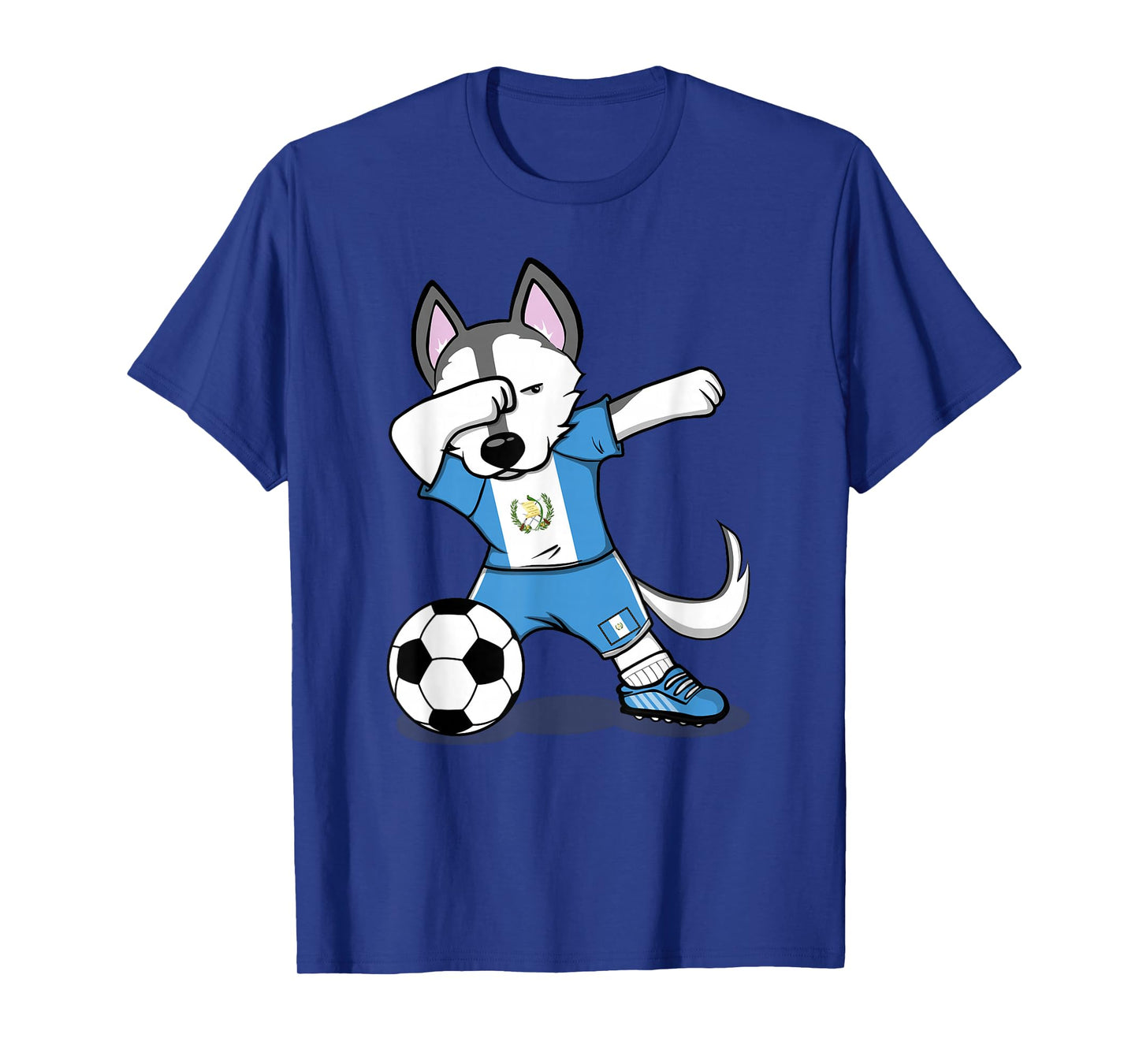 Dabbing Husky Guatemala Soccer Fans Jersey Guatemalan Flag T-Shirt