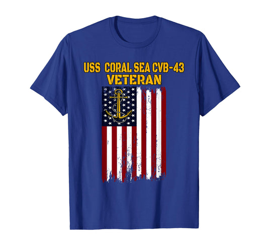 USS Coral Sea CVB-43 Aircraft Carrier Veteran Father Grandpa T-Shirt