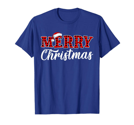 Merry Christmas Buffalo Plaid Red Santa Family Matching Xmas T-Shirt