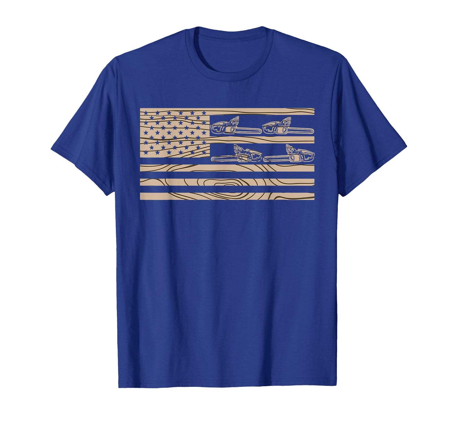 Lumberjack Logger Lumber USA Flag Chainsaw T-Shirt