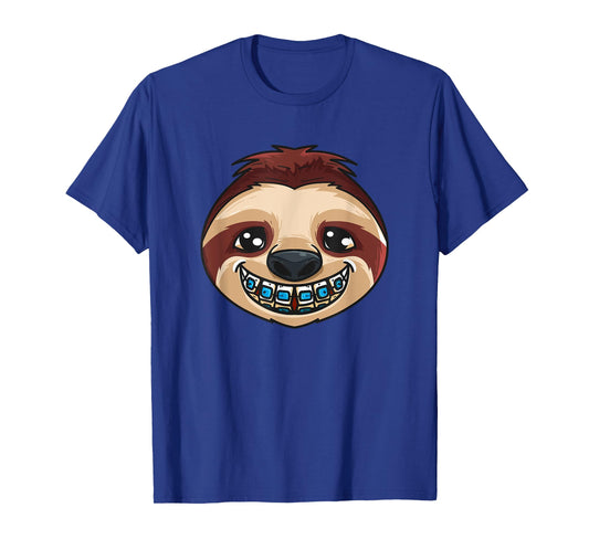 Cute Sloth Head With Dental Braces Dental Dentist Dentistry T-Shirt