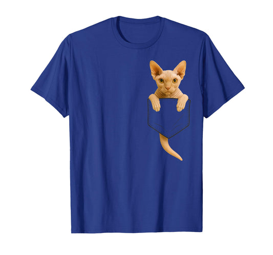 Cute Sphynx Cat Pocket Funny Gifts Cat Mom Cat Dad Cat Lover T-Shirt
