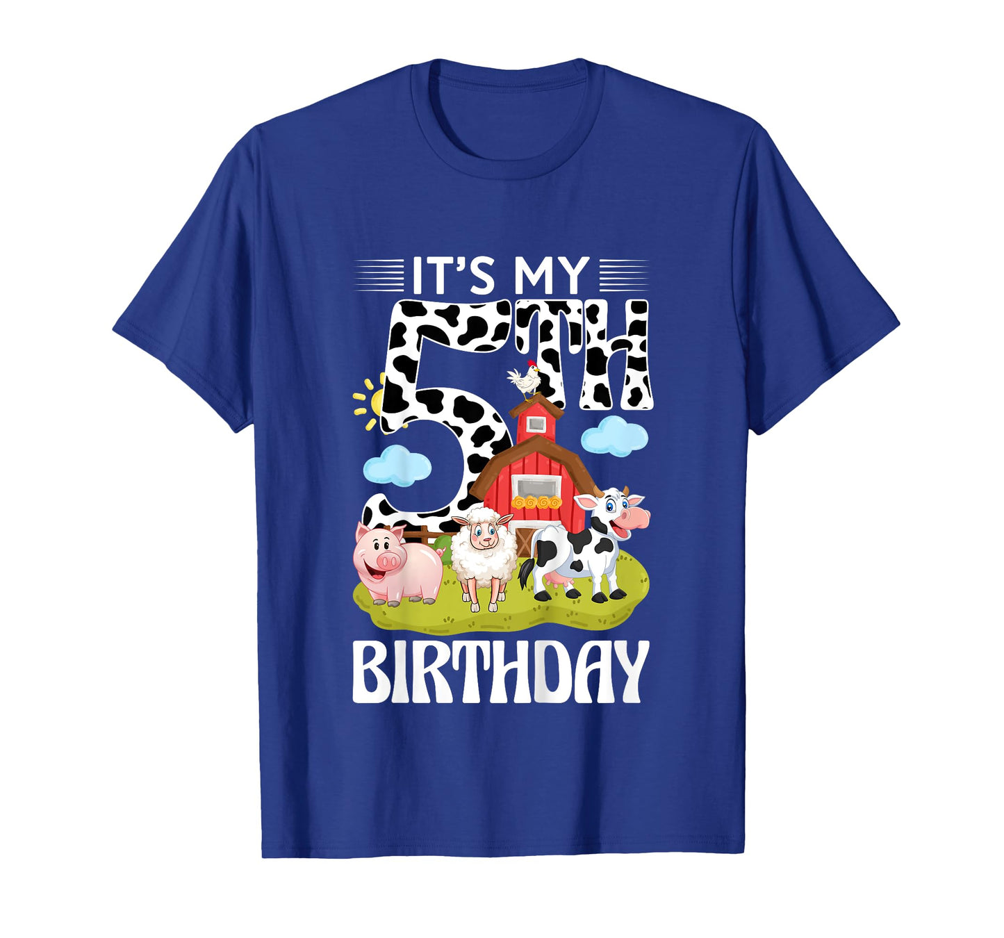 Cute It's My 5th Birthday 5 Years Old Farm Theme 5th B-day T-Shirt