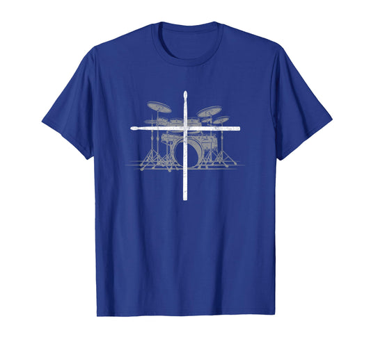 Christian Drummer Sticks Cross Gift Music Lover Percussion T-Shirt